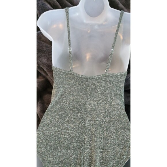 Metallic Side-Cinch One Piece Swimsuit Green Sz S - Picture 7 of 7